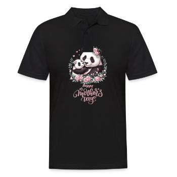 Happy Mother's Day Floral Wreath Mum Panda - Männer Poloshirt - Schwarz - Vorne - Kai (181cm)