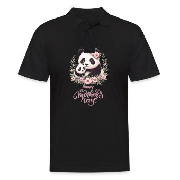 Happy Mother's Day Floral Wreath Mum Panda - Männer Poloshirt - Schwarz - Vorne - Kai (181cm)