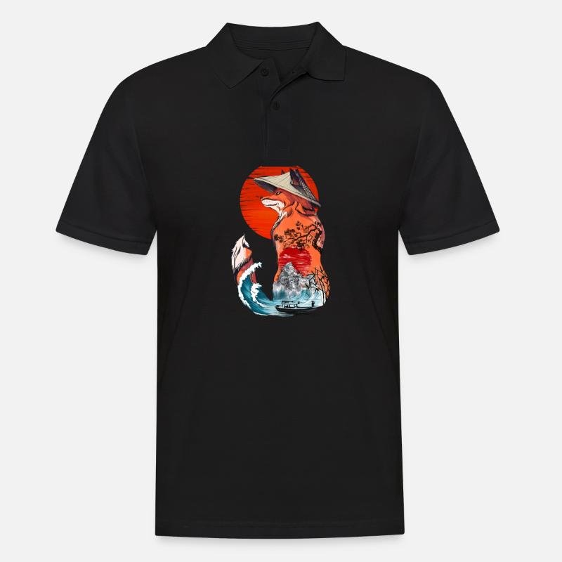 Japanischer Fuchs - Männer Poloshirt - Schwarz