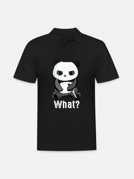 Panda mit Messer Killerpanda Bär Pandabär Geschenk - Männer Poloshirt - Schwarz