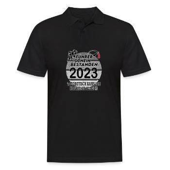 Lkw Motorrad Auto Führerschein bestanden 2023 - Männer Poloshirt - Schwarz - Vorne - Kai (181cm)