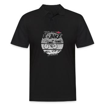 E Bike Elektrofahrrad Fahrrad fahren - Männer Poloshirt - Schwarz - Vorne - Kai (181cm)