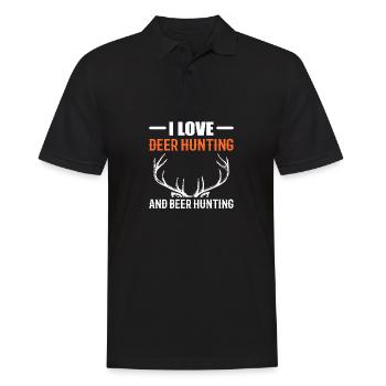 Cadeau chasseur de cerfs de chasse à la bière - Polo Homme - noir - Devant - Kai (181cm)