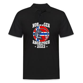 Norwegen Angeltour 2023 Angeln - Männer Poloshirt - Schwarz - Vorne - Kai (181cm)