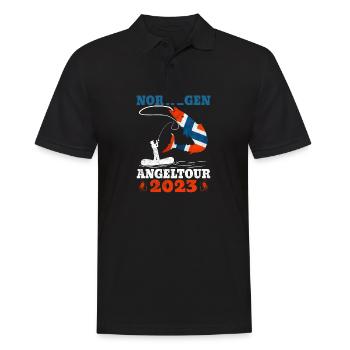 Norwegen Angeltour 2023 Heilbutt - Männer Poloshirt - Schwarz - Vorne - Kai (181cm)