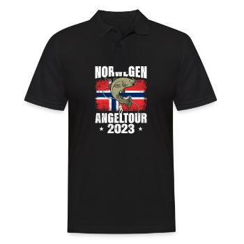 Norwegen Angeltour 2023 Fisch - Männer Poloshirt - Schwarz - Vorne - Kai (181cm)
