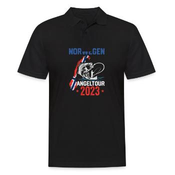 Norwegen Angeltour 2023 Angeln in Norwegen - Männer Poloshirt - Schwarz - Vorne - Kai (181cm)