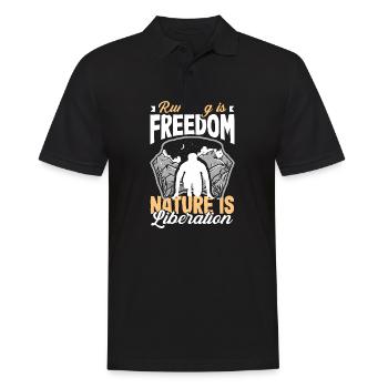 Running is freedom nature is liberation - Männer Poloshirt - Schwarz - Vorne - Kai (181cm)