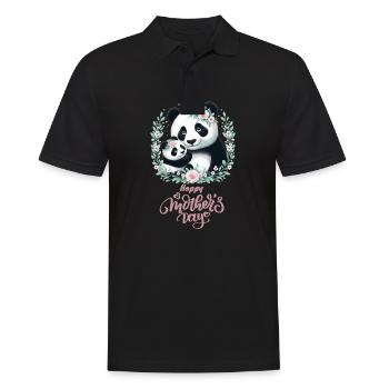 Happy Mother's Day Floral Wreath Mum Panda - Männer Poloshirt - Schwarz - Vorne - Kai (181cm)