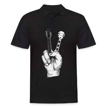 Guitar Hand Peace Sign Rock Music Guitarist - Men's Polo Shirt - black - Front - Kai (181cm)