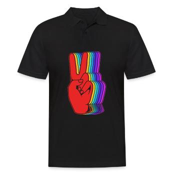 Sign language sign ASL deaf - Men's Polo Shirt - black - Front - Kai (181cm)