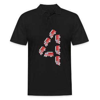 Feuerwehrauto Kindergeburtstag - Männer Poloshirt - Schwarz - Vorne - Kai (181cm)