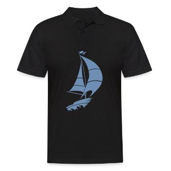 Segelboot Segelyacht Meer Silhouette - Männer Poloshirt - Schwarz - Vorne - Kai (181cm)