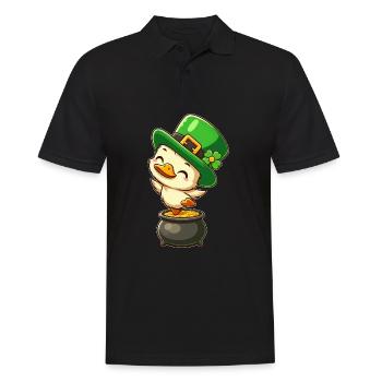 Süße St. Patrick's Day Ente Zylinder Klee Gold - Männer Poloshirt - Schwarz - Vorne - Kai (181cm)