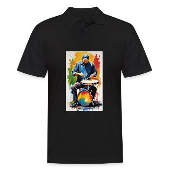 Percussion - Men's Polo Shirt - black - Front - Kai (181cm)