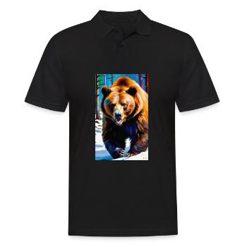 Ours | Ours brun | Grizzli | Animaux - Polo Homme - noir - Devant - Kai (181cm)