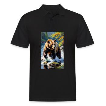 Bear | Brown Bear | Grizzly Bear | Animals - Men's Polo Shirt - black - Front - Kai (181cm)