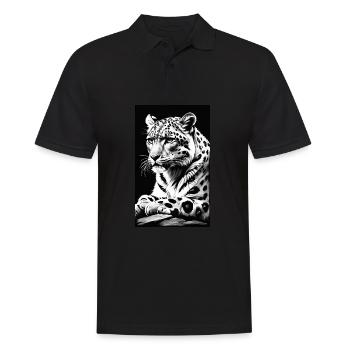 Léopard des neiges | Léopard | Prédateur - Polo Homme - noir - Devant - Kai (181cm)