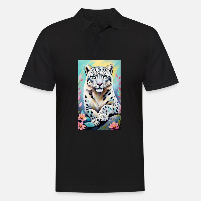 Snow Leopard | Leopard | Predator - Men's Polo Shirt - black