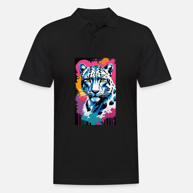 Schneeleopard | Leopard | Raubtier - Männer Poloshirt - Schwarz