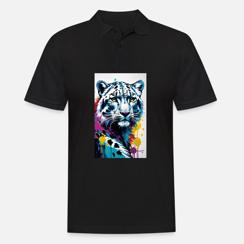 Schneeleopard | Leopard | Raubtier - Männer Poloshirt - Schwarz