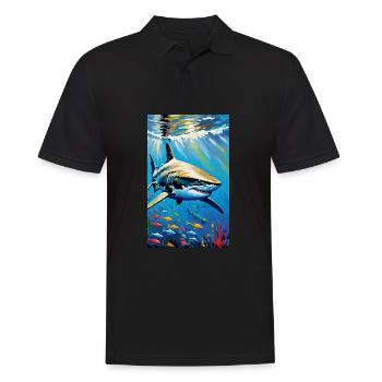 Shark | Great White Shark | Sea Creature | Fish - Men's Polo Shirt - black - Front - Kai (181cm)