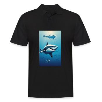 Shark | Great White Shark | Sea Creature | Fish - Men's Polo Shirt - black - Front - Kai (181cm)