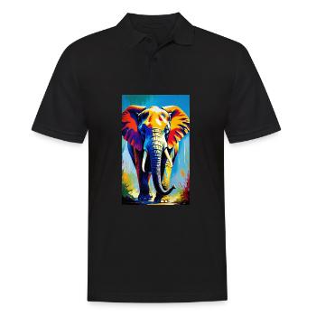 Elefant | Wildtier | Afrika | Kindermotive - Männer Poloshirt - Schwarz - Vorne - Kai (181cm)