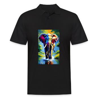 Elefant | Wildtier | Afrika | Kindermotive - Männer Poloshirt - Schwarz - Vorne - Kai (181cm)