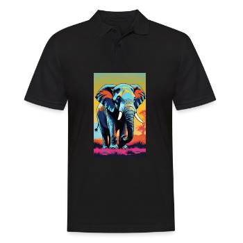 Elefant | Wildtier | Afrika | Kindermotive - Männer Poloshirt - Schwarz - Vorne - Kai (181cm)