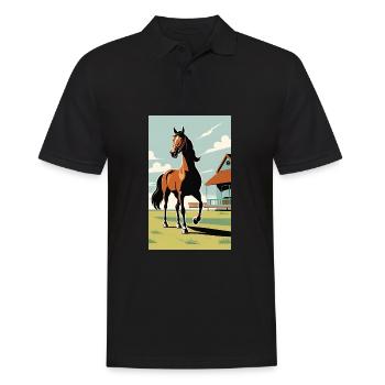 Cheval | Équitation | Animaux | Monture | Coloré - Polo Homme - noir - Devant - Kai (181cm)