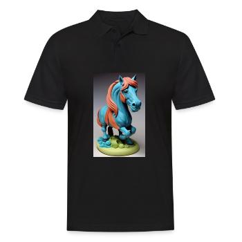 Pferd | reiten | Tier | Reittier | Bunt - Männer Poloshirt - Schwarz - Vorne - Kai (181cm)