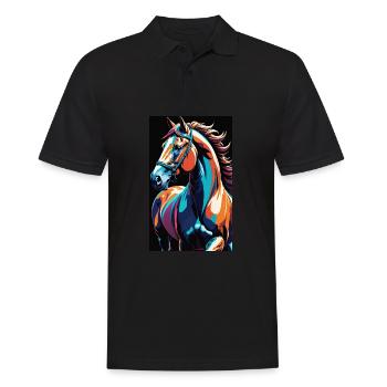 Pferd | reiten | Tier | Reittier | Bunt - Männer Poloshirt - Schwarz - Vorne - Kai (181cm)