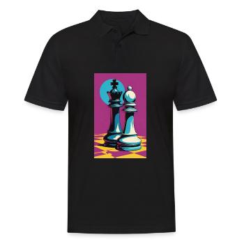 Schach | Schachfigur | Schachspieler - Männer Poloshirt - Schwarz - Vorne - Kai (181cm)
