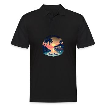 Paradis tropical Bora Bora Coucher de soleil sur la plage - Polo Homme - noir - Devant - Kai (181cm)
