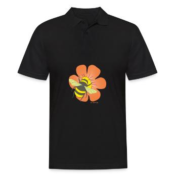 Blume mit Hummel - Männer Poloshirt - Schwarz - Vorne - Kai (181cm)