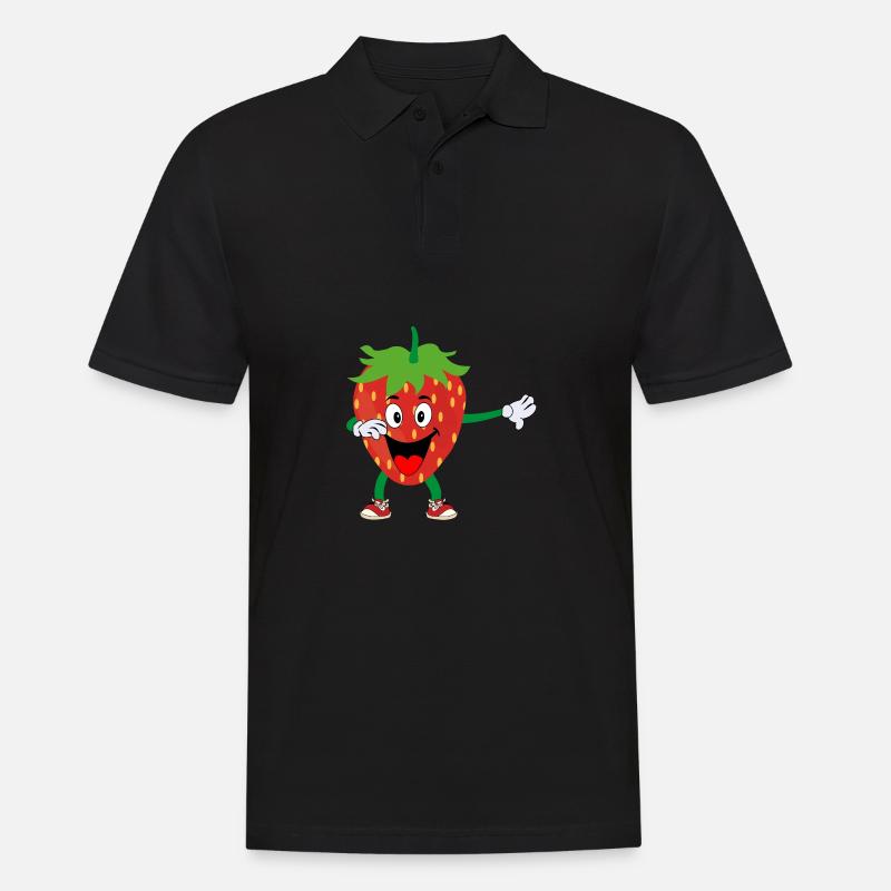 Erdbeere Dabbing Tanz Obst - Männer Poloshirt - Schwarz
