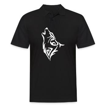 Wolf Tribal Heulen - Männer Poloshirt - Schwarz - Vorne - Kai (181cm)