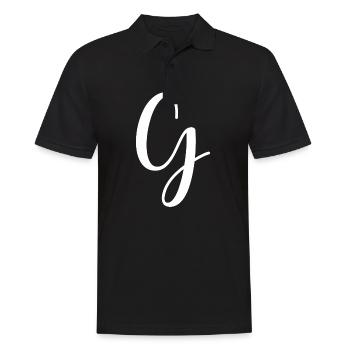Kalligraphie, Initiale G - Männer Poloshirt - Schwarz - Vorne - Kai (181cm)