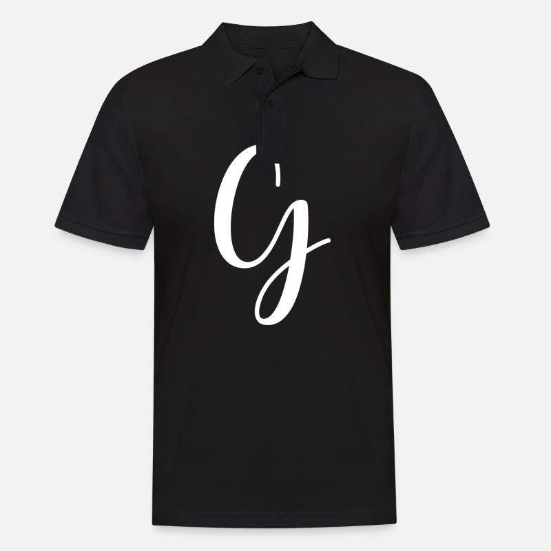 Kalligraphie, Initiale G - Männer Poloshirt - Schwarz