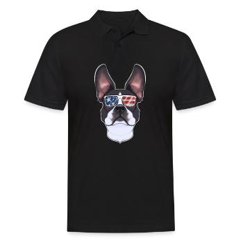 Boston Terrier USA Sunglasses I American Flag - Men's Polo Shirt - black - Front - Kai (181cm)
