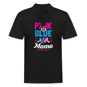 Pink or Blue Mom Loves You Gender Reveal Party - Men's Polo Shirt - black - Front - Kai (181cm)