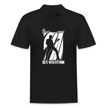 Lustiges Bass Gitarren Motiv und Gitarrist Rock - Männer Poloshirt - Schwarz - Vorne - Kai (181cm)