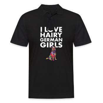 J’aime les filles allemandes poilues drôle de berger allemand - Polo Homme - noir - Devant - Kai (181cm)