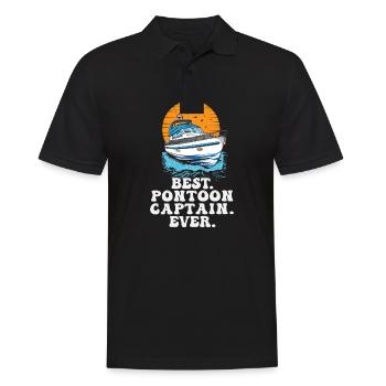 Best Pontoon Captain Ever Motorboating Quote Boat - Men's Polo Shirt - black - Front - Kai (181cm)