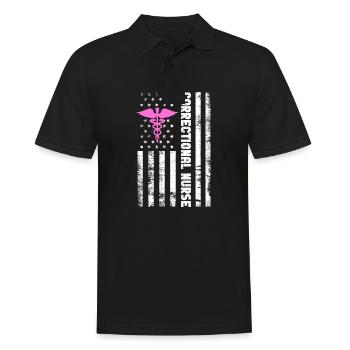 Correctional Nurse - American Flag Prison Nurse - Men's Polo Shirt - black - Front - Kai (181cm)