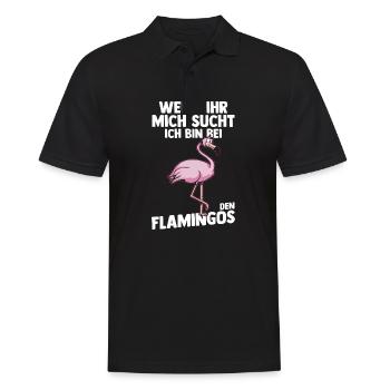 Wenn Ihr mich sucht bin ich bei den Flamingos - Männer Poloshirt - Schwarz - Vorne - Kai (181cm)