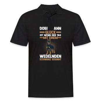 Hund Dobermann - Männer Poloshirt - Schwarz - Vorne - Kai (181cm)