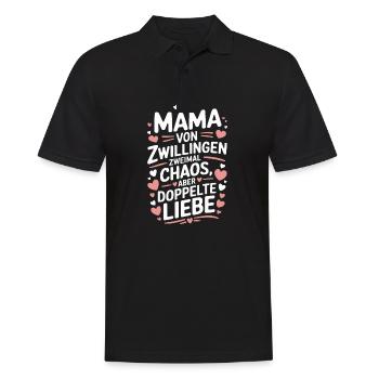 Mama von Zwillingen Zwillings Mutter Zwillingsmama - Männer Poloshirt - Schwarz - Vorne - Kai (181cm)