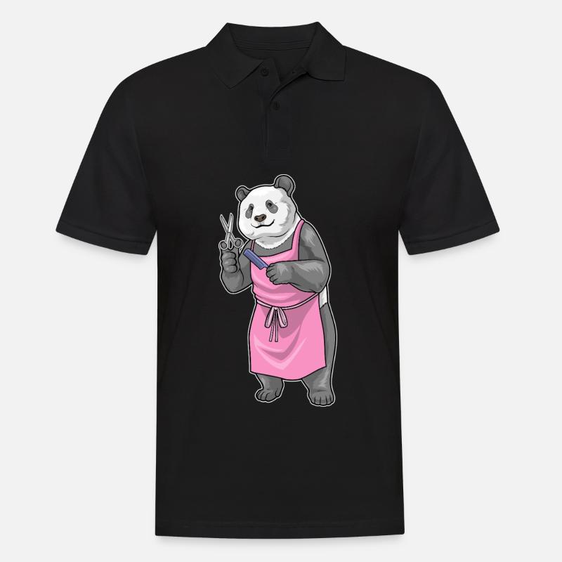 Panda Coiffe Ciseaux Peigne - Polo Homme - noir